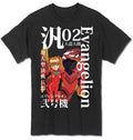 T Shirt Evangelion Asuka with robot BLK