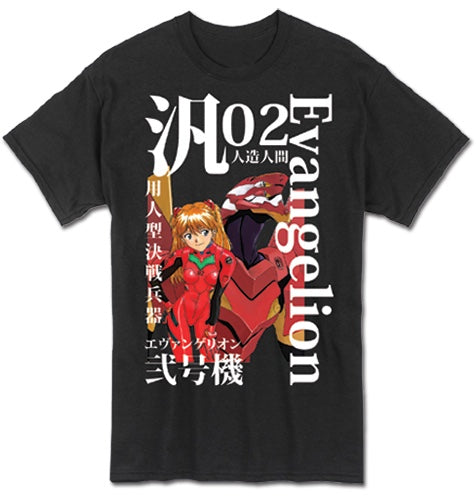 T Shirt Evangelion Asuka with robot BLK-zoom-1
