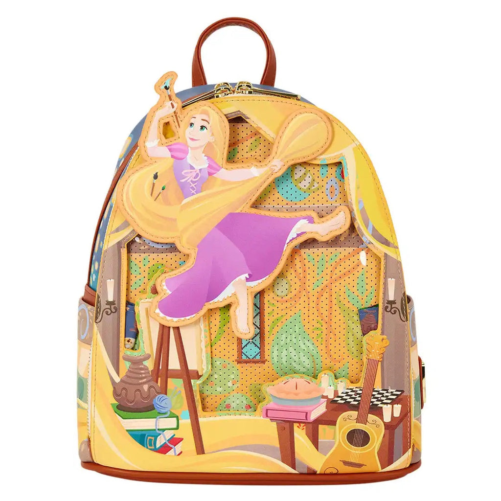 Loungefly Disney Tangled Rapunzel Glow Pin Trader Mini Backpack