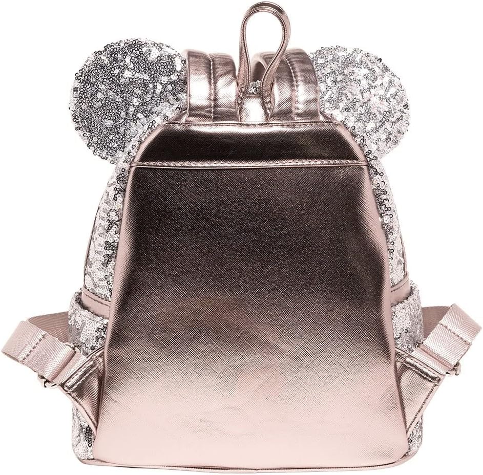Loungefly Disney Minnie Mouse Silver and Pink Sequin Mini Backpack