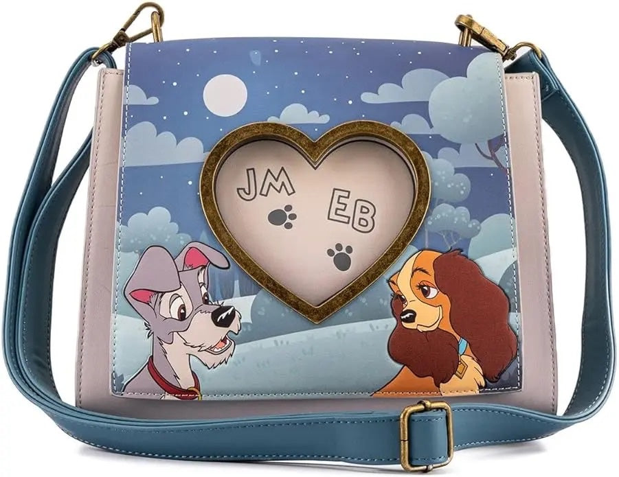 Loungefly Lady and the Tramp Heart Paw Prints wet cement cutout crossbody-1