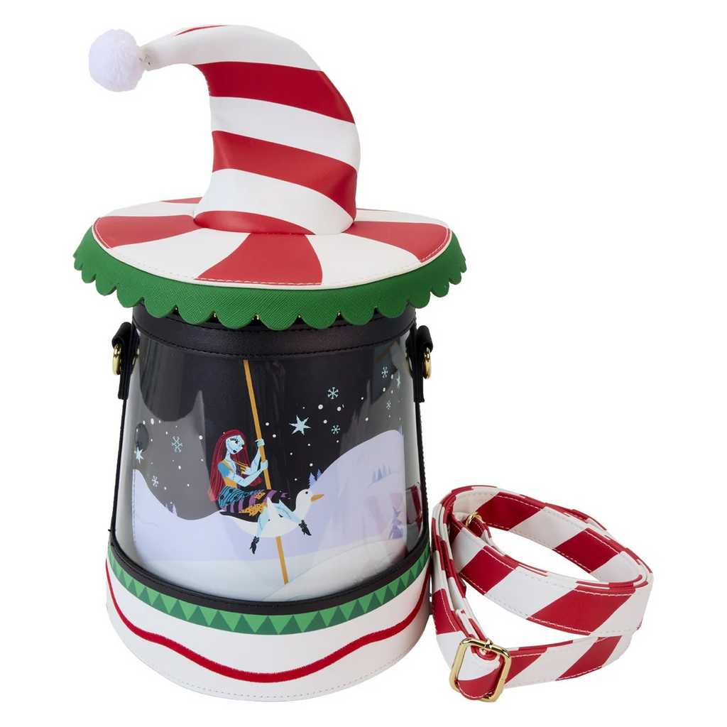 Loungefly Disney The Nightmare Before Christmas Candy Cane Carousel Spinning Figural Crossbody Bag