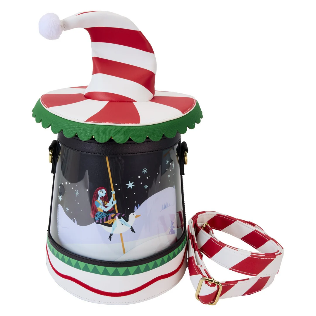 Loungefly Disney The Nightmare Before Christmas Candy Cane Carousel Spinning Figural Crossbody Bag