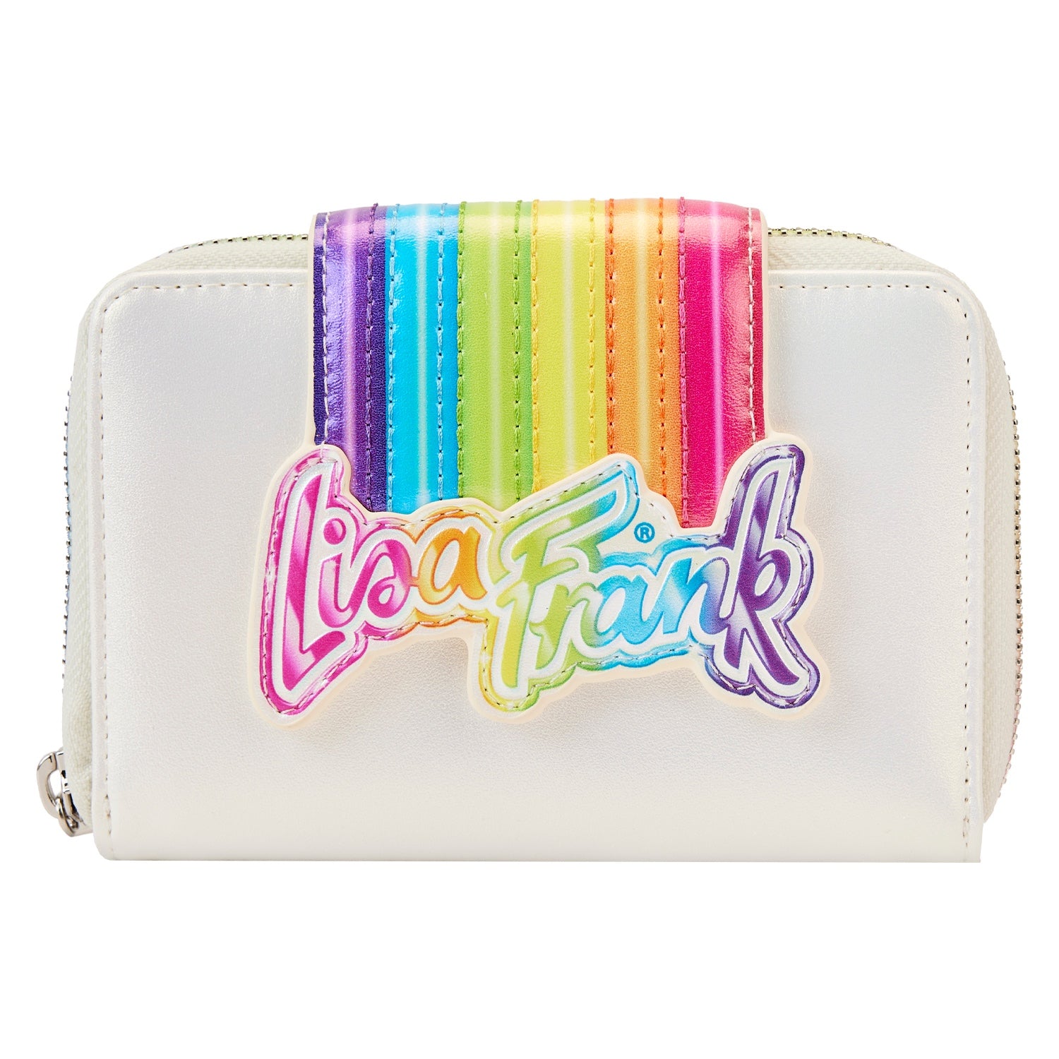 Loungefly Lisa Frank Rainbow Logo Pearlescent Zip Around Wallet-1