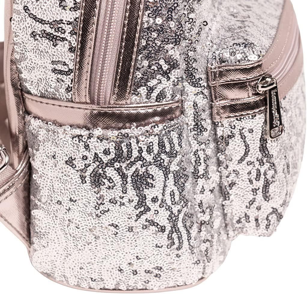 Loungefly Disney Minnie Mouse Silver and Pink Sequin Mini Backpack-zoom-6