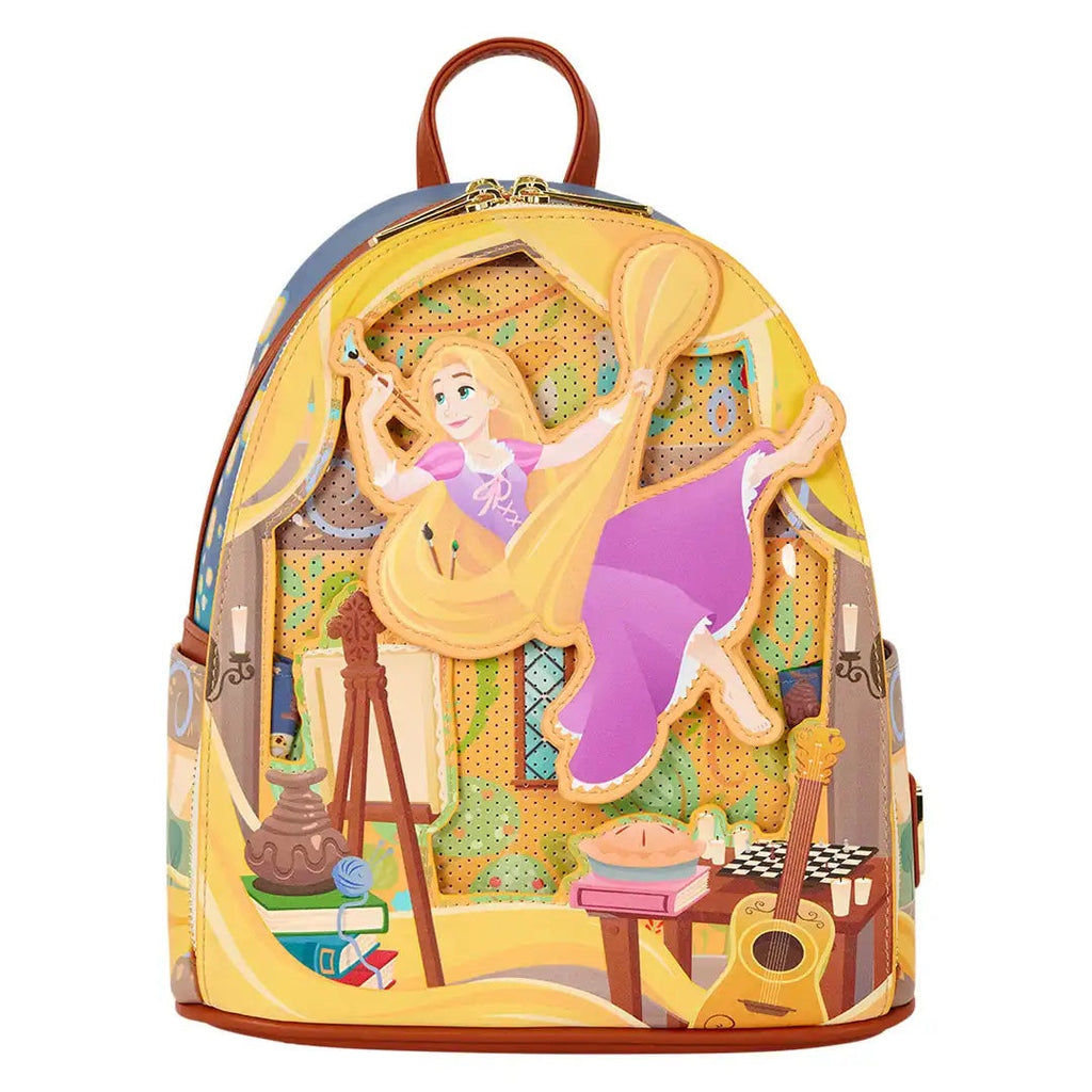 Loungefly Disney Tangled Rapunzel Glow Pin Trader Mini Backpack