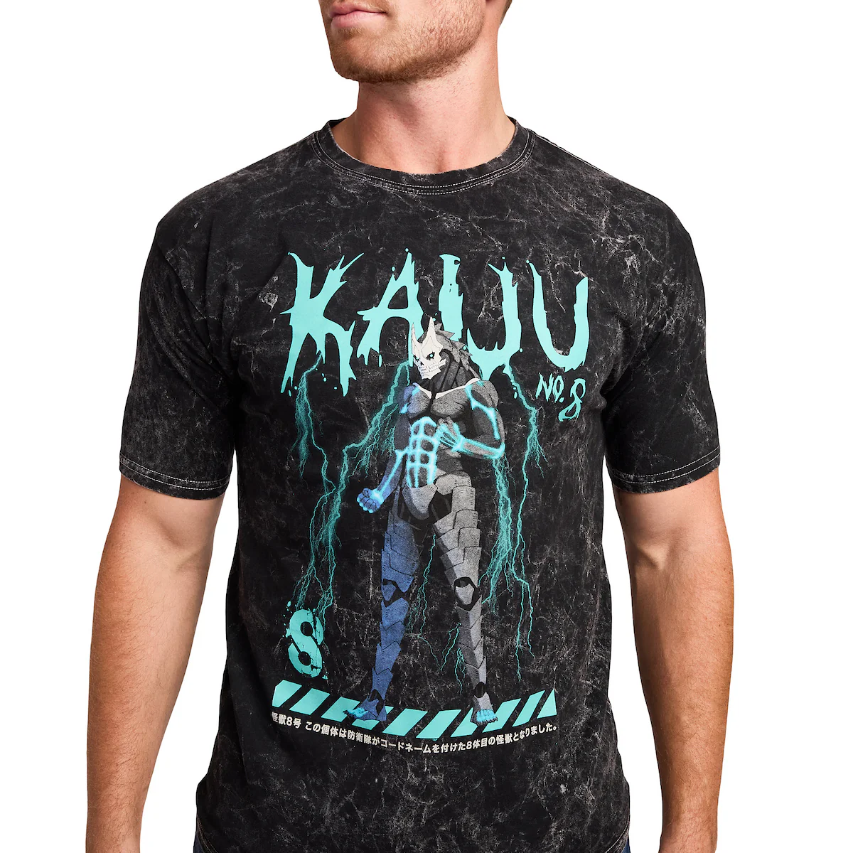 T Shirt Kaiju no 8 Kauu acid wash BLK