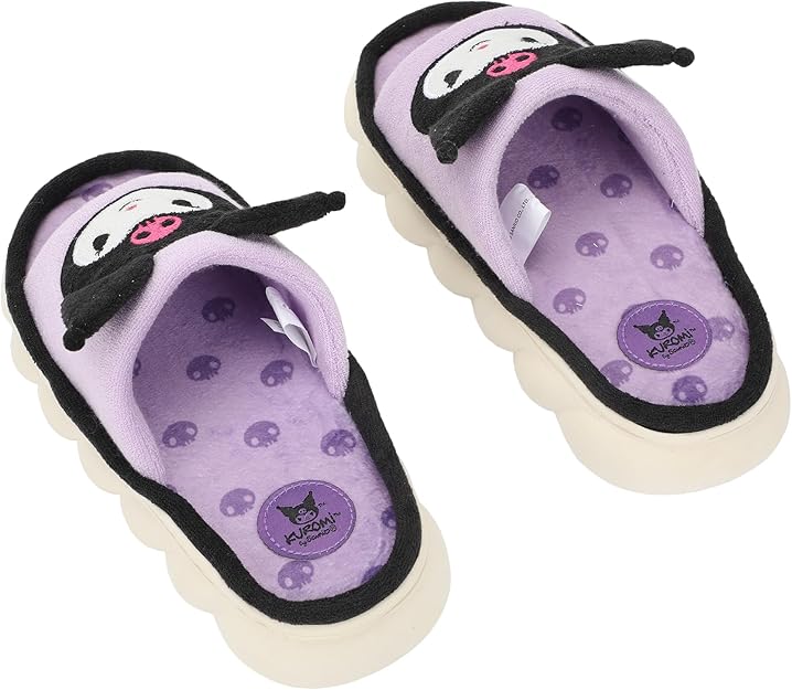 Sanrio Kuromi 3D character Face Art women's purple open toed slide slippers-zoom-5