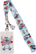 Loungefly Disney Stitch Holiday Snow Angel Lanyard with Cardholder