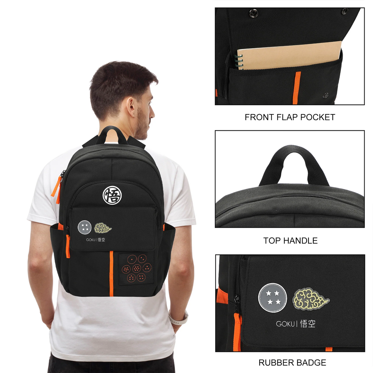 DRAGON BALL Z GOKU SYMBOLS BLACK 17.5" ADULT COMMUTER BACKPACK-zoom-6
