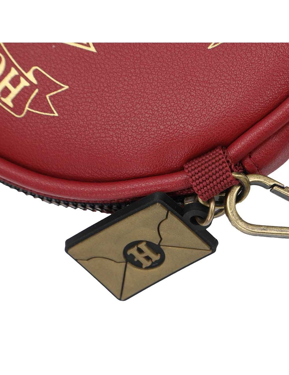 Harry Potter Gold Foil Hogwarts Crest Round Burgundy Coin Purse-zoom-5