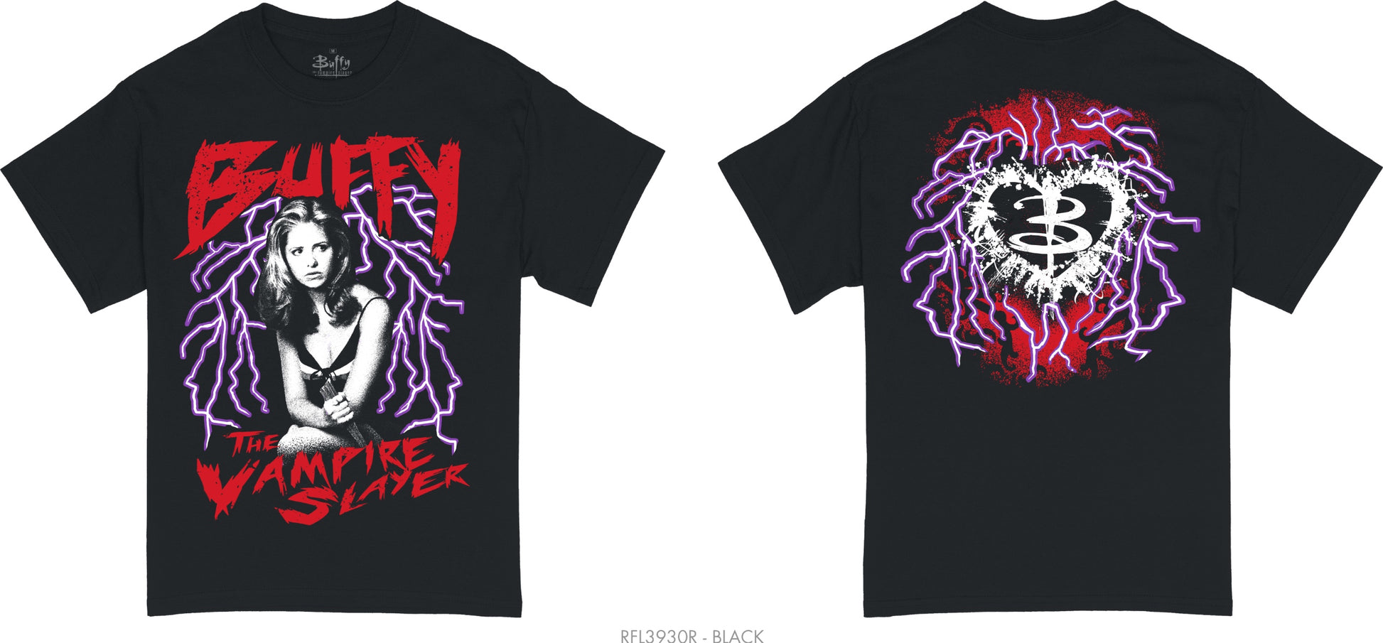 T Shirt Buffy the Vampire Slayer double sided lightning BLK-1