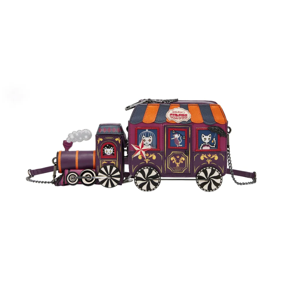 Vendula London Skelecat's Traveling Ghost Circus Train Bag