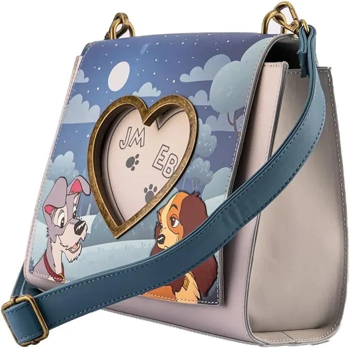 Loungefly Lady and the Tramp Heart Paw Prints wet cement cutout crossbody-zoom-3
