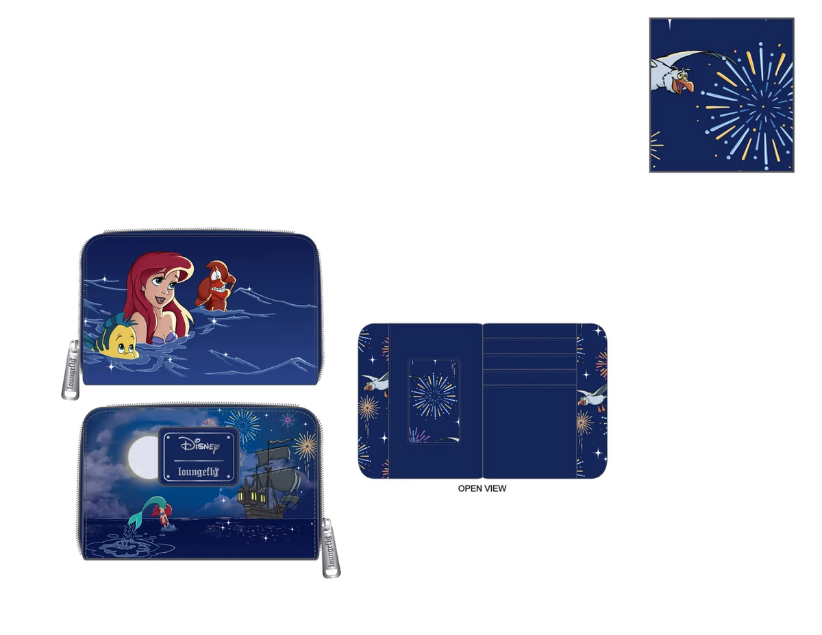 Loungefly Ariel Fireworks Zip-Around Wallet The Little Mermaid One Size-3