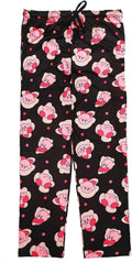 Kirby Character Print Mens Black Sleep Pajama Pants