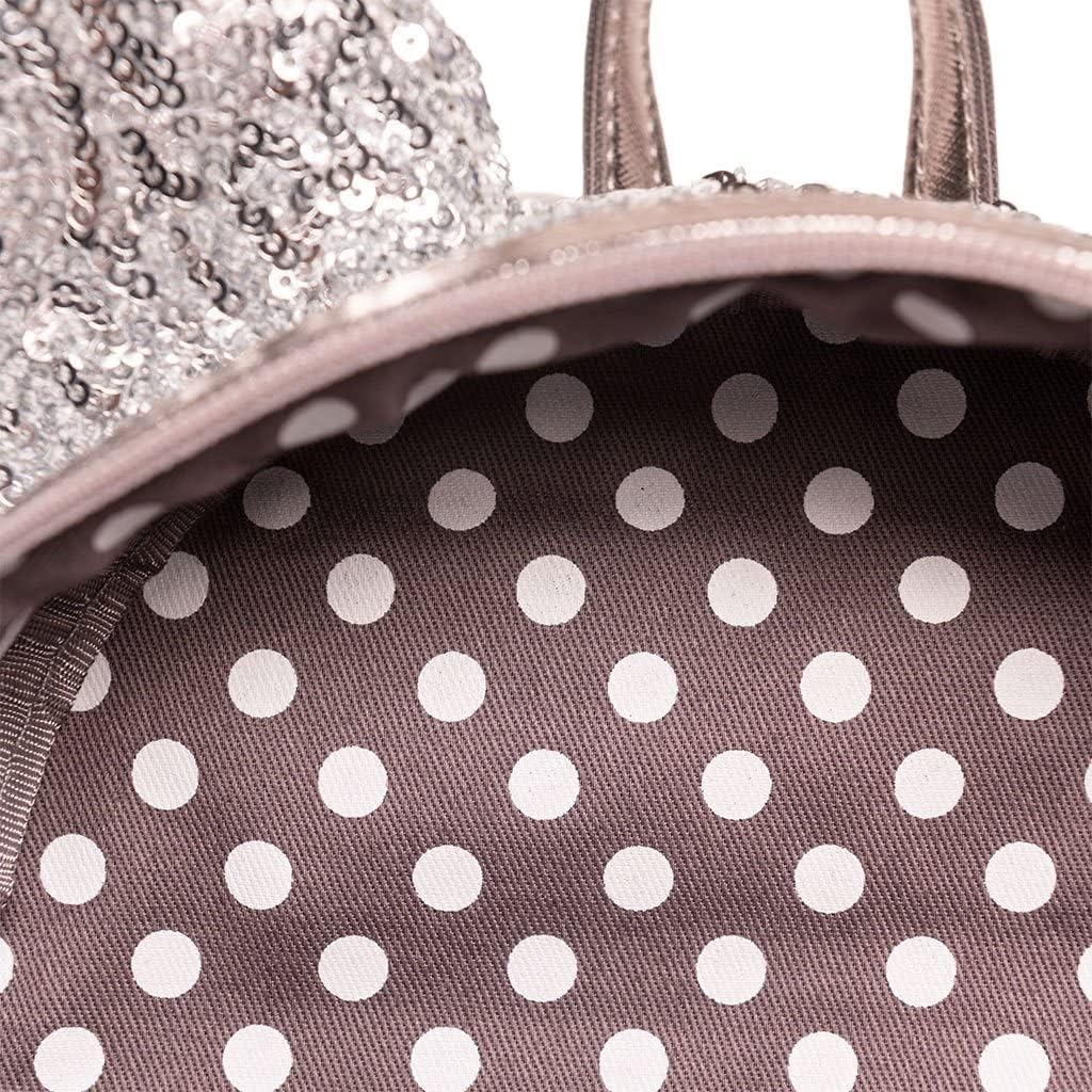 Loungefly Disney Minnie Mouse Silver and Pink Sequin Mini Backpack-5