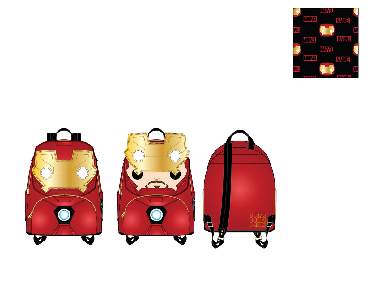 Loungefly Marvel Iron Man Light Up Metallic Leather Mini Backpack-zoom-3