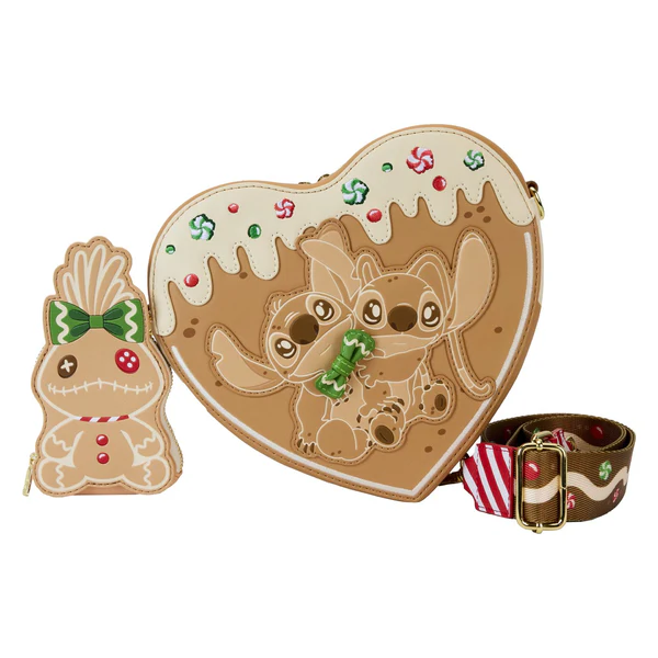 Loungefly Disney Lilo & Stitch Scented Angel & Stitch Gingerbread Heart Crossbody Bag With Coin Bag Regular price