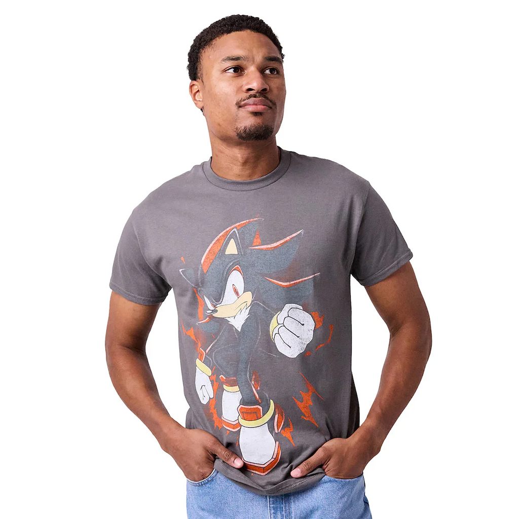 Sonic The Hedgehog Shadow vintage adult black crew neck short sleeve t shirt
