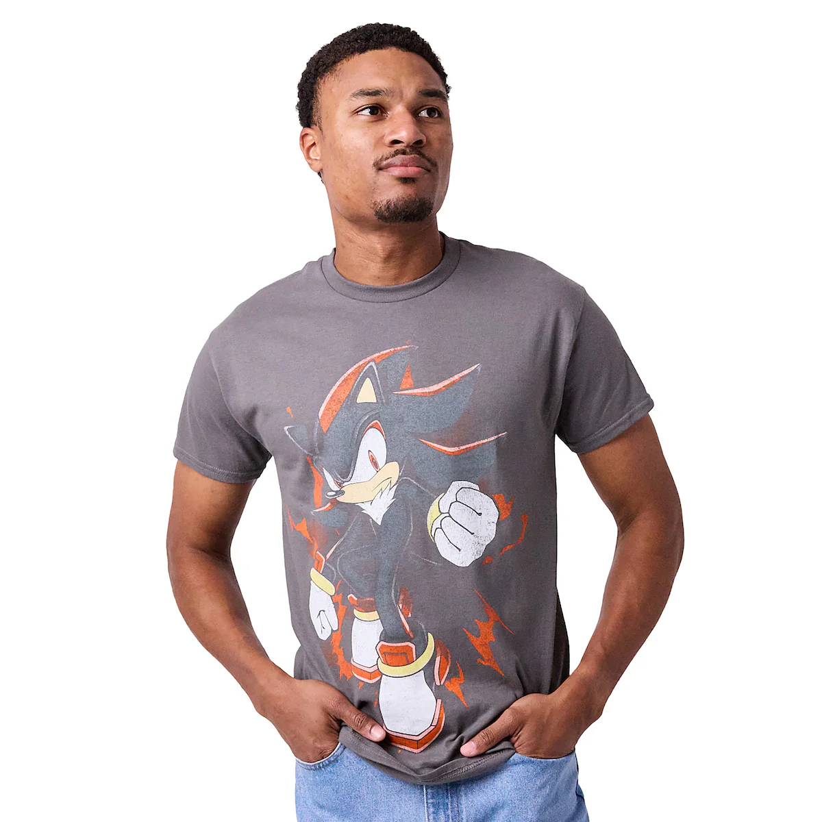 Sonic The Hedgehog Shadow vintage adult black crew neck short sleeve t shirt-5