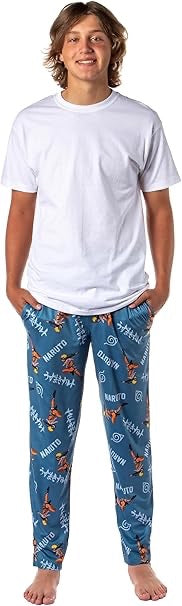 Naruto Shippuden Anime Cartoon Mens Blue All Over Print Sleep Pajama Pants-zoom-4