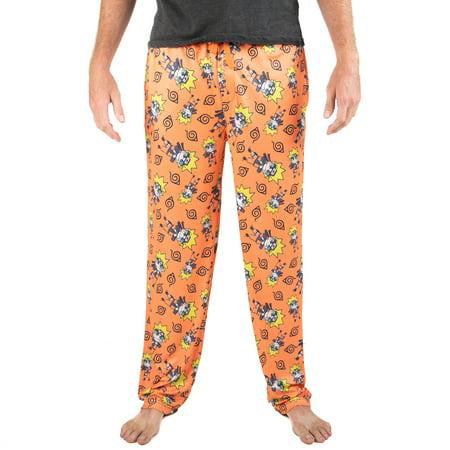 Naruto Anime Chibi Character AOP Orange Mens Sleep Pajama Pants-zoom-1