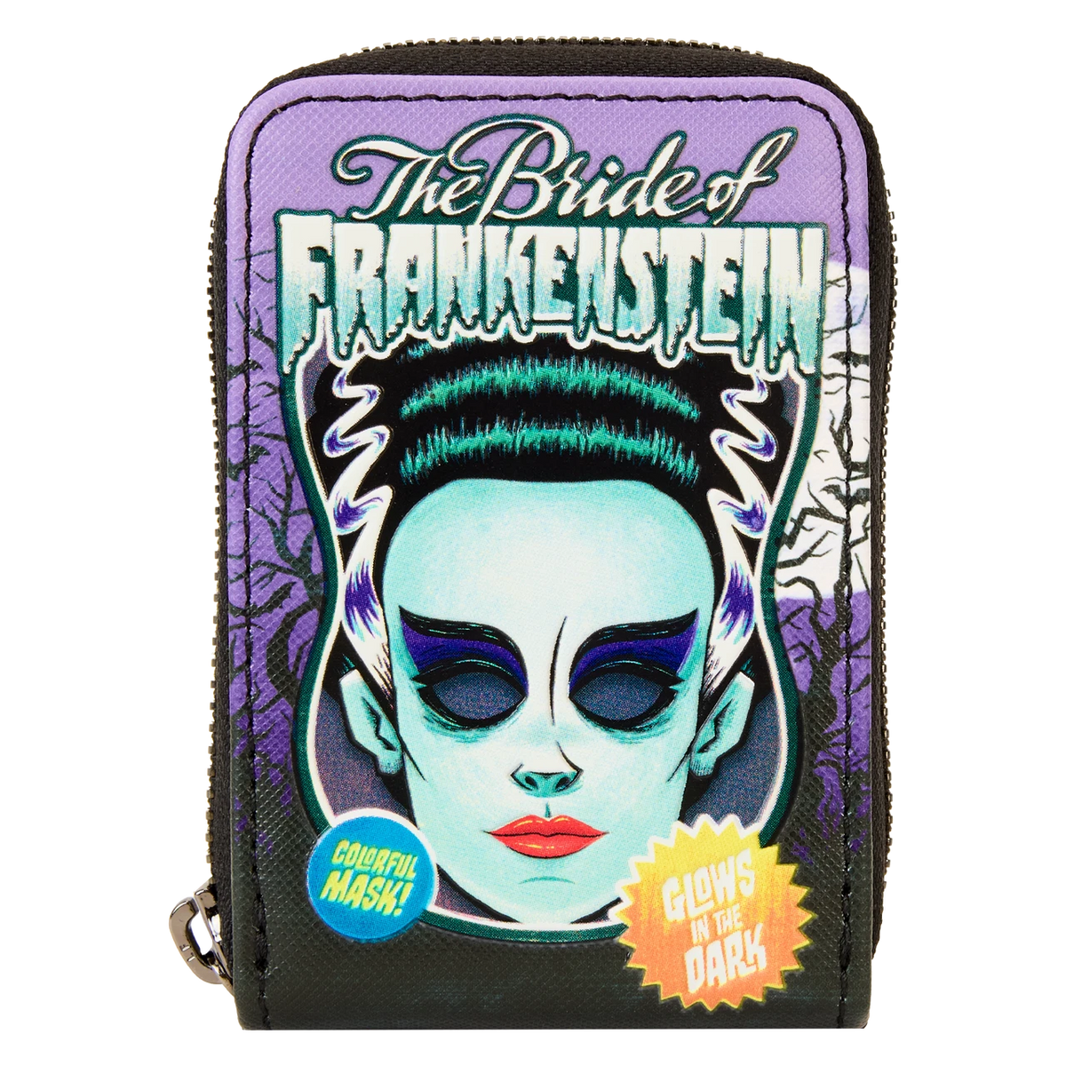 Loungefly Universal Monsters Bride of Frankenstein Neon Mask Accordion Wallet