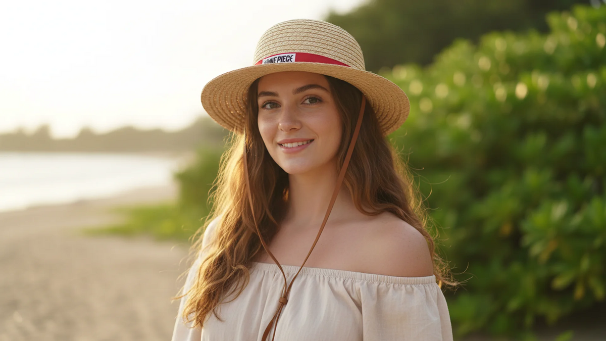 ONE PIECE LUFFY COSPLAY STRAW BUCKET HAT WITH CHIN ROPE-4