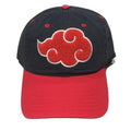 Naruto Shippuden Anime Dad Cap with Akatsuki Cloud Logo Mens Baseball Hat - Red and Black