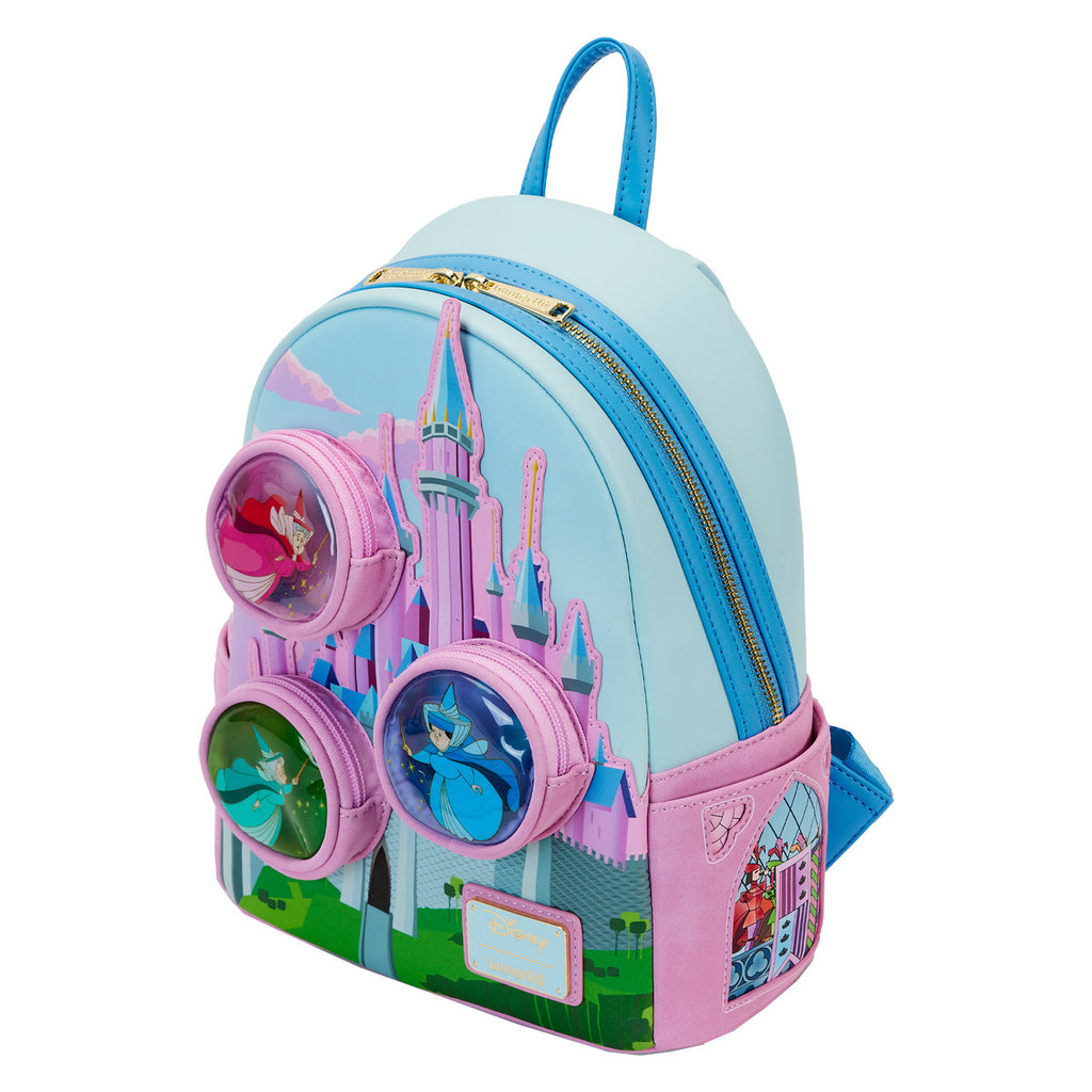 Loungefly Sleeping Beauty Castle Three Good Fairies Stained Glass Mini Backpack