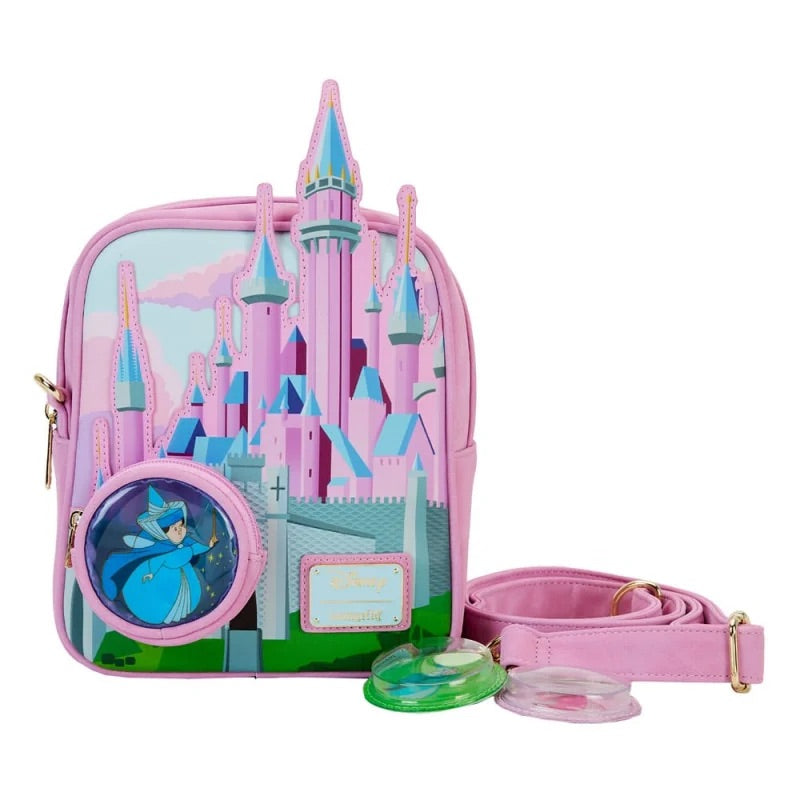 Loungefly Sleeping Beauty Stained Glass Castle Crossbody Purse-6