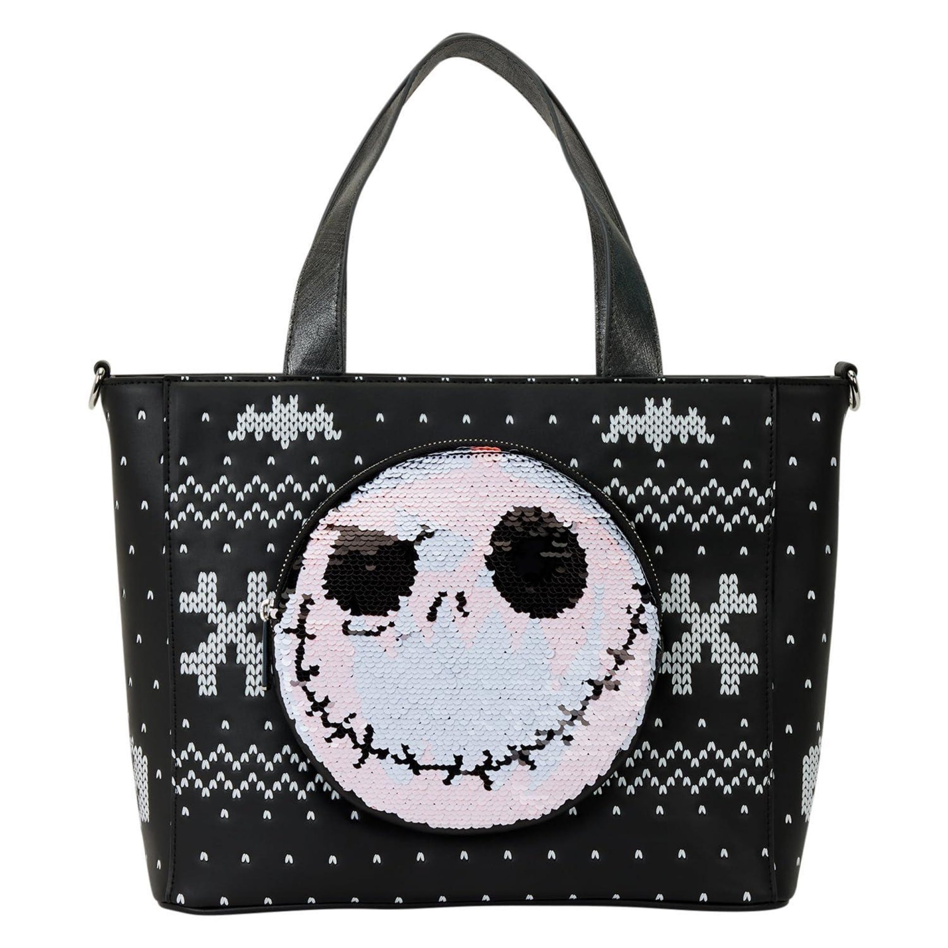 Loungefly The Nightmare Before Christmas Jack Skellington Reversible Sequins Tote Crossbody Bag with Coin Bag-1