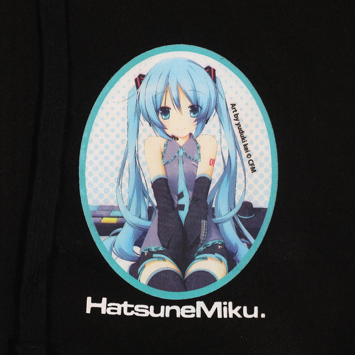 HATSUNE MIKU WOMEN'S BLACK LONG SLEEVE ZIP HOODIE WITH COSPLAY BUNNY EARS-zoom-3