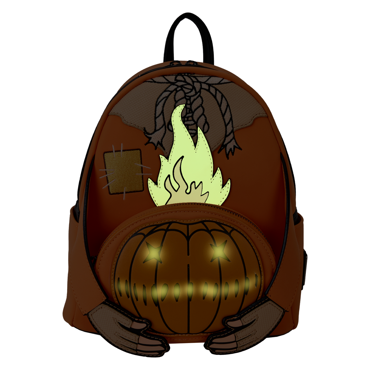 Loungefly Trick  R Treat Flaming Pumpkin Head Sam Light Up Glow Mini Backpack-zoom-3