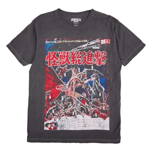 GODZILLA OVERSIZED GODZILLA VS. GIGAN POSTER ART CREW NECK SHORT SLEEVE MEN'S BLACK T-SHIRT-zoom-6