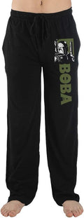 Star Wars Movie Series Boba Character Mens Black Sleep Pajama Pants