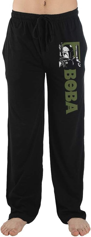 Star Wars Movie Series Boba Character Mens Black Sleep Pajama Pants-zoom-1
