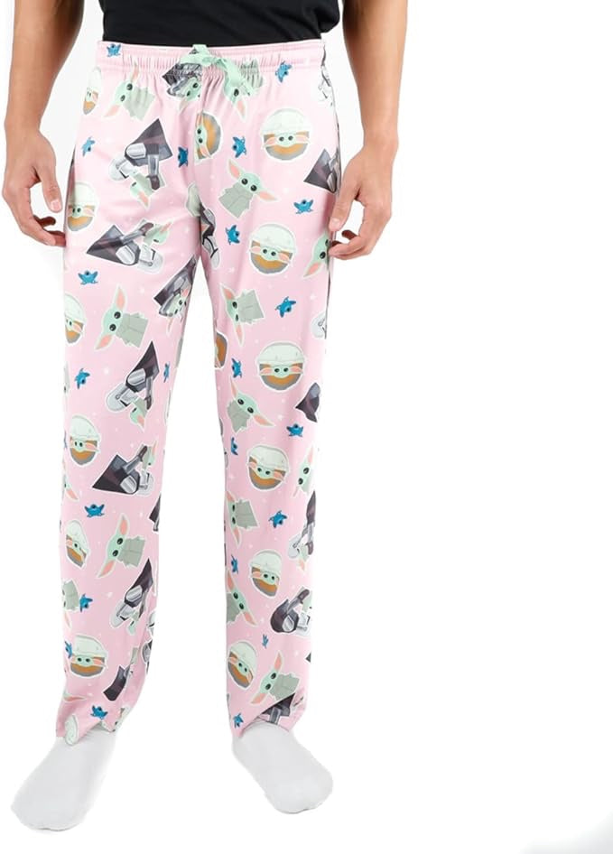 Star Wars Grogu Baby Grogu Character All Over Print Pink Sleep Pajama Pants