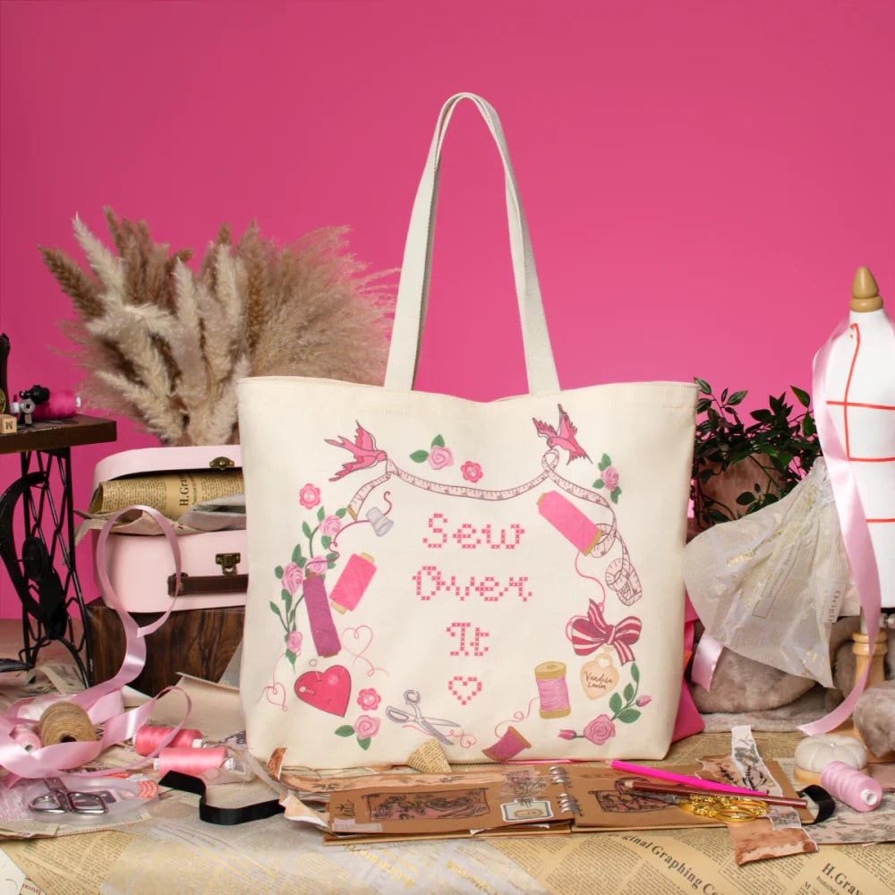 Vendula London Sewing Box Scrapbook Canvas Tote Bag