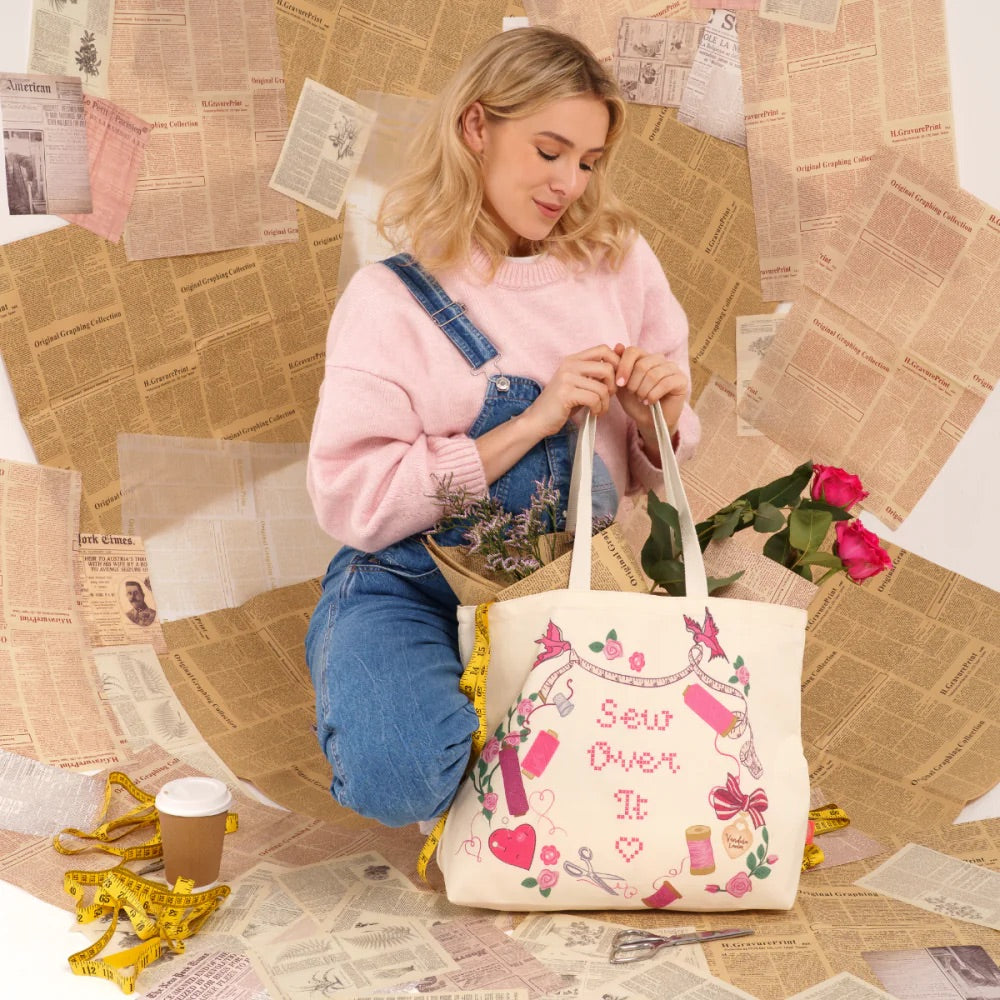 Vendula London Sewing Box Scrapbook Canvas Tote Bag
